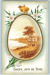 Ellston South Dakota SD Postcard Easter Egg Bird Lily Flowers Embossed c1910's