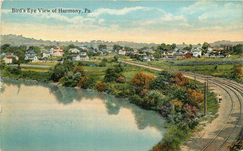 Birdseye View C-1910 Railroad Harmony Pennsylvania Robbins postcard 10470
