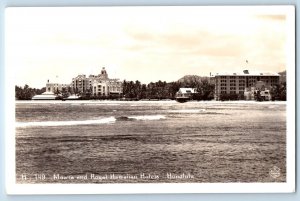 Honolulu Hawaii HI Postcard RPPC Photo Moana And Royal Hawaiian Hotels c1940's