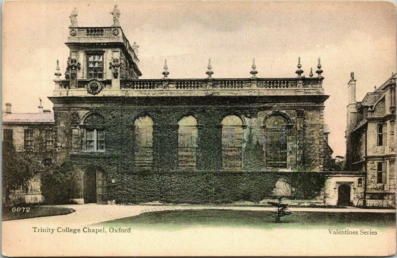 Trinity College Chapel Oxford Valentine Series Antique Postcard DB UNP Unused 