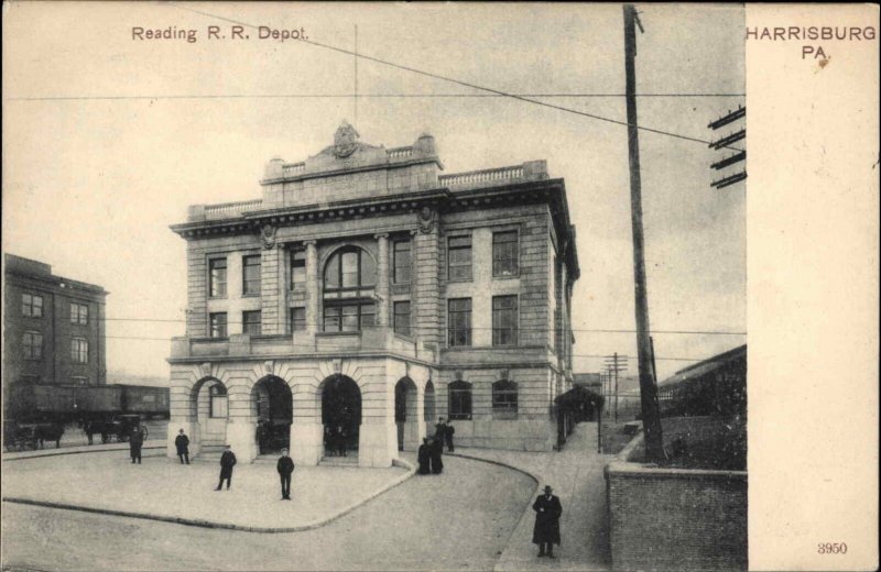 Harrisburg PA Reading RR Depot Train Station c1905 Postcard