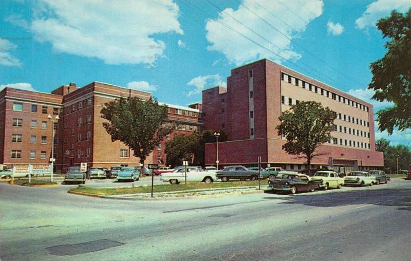 WICHITA, KS Kansas WESLEY HOSPITAL~School of Nursing  50's CARS  Chrome Postcard