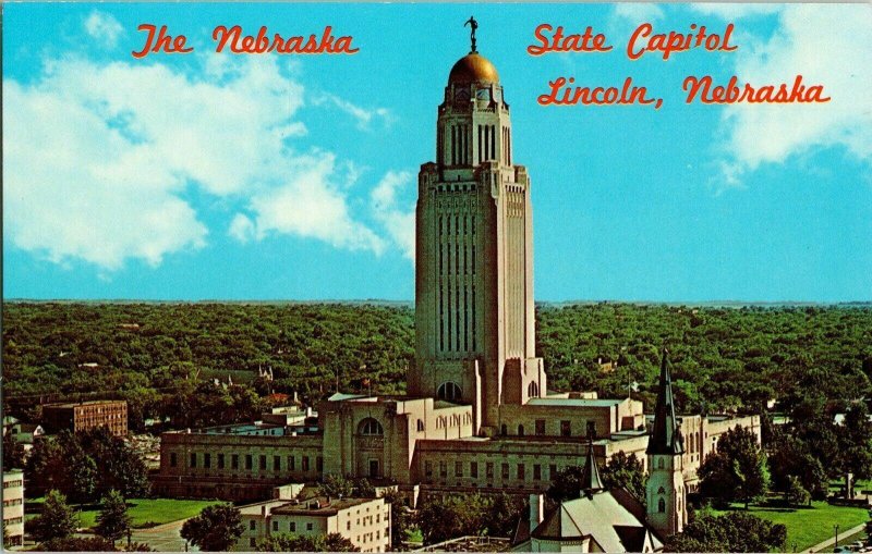 Nebraska State Capitol Lincoln Birds Eye View State Capitol Vintage Postcard Vtg 