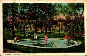 Wading Pool Island Park Fargo North Dakota ND 1920s Bloom Bros Postcard UNP P11