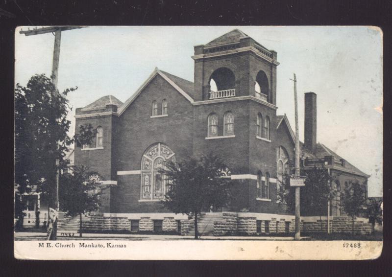 MANKATO KANSAS METHODIST EPISCOPAL CHURCH ANTIQUE VINTAGE POSTCARD