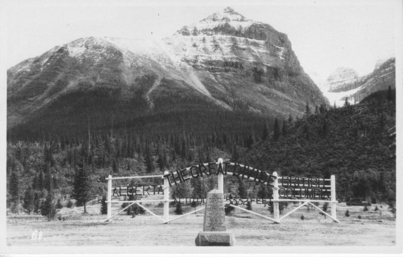 The Great Divide, Canadian Rockies Alberta British Columbia CPR Postcard RPPC