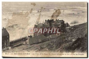 Old Postcard Boulogne sur Mer Villas of the dam Ste Beuve Battered by the sea...