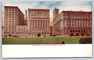 Chicago Illinois~Auditorium Hotel Annex~Horse Carriages~c1910 VO Hammon Postcard