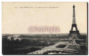 Postcard Converted Paris VII panoramic view of the Champ de Mars Eiffel Tower