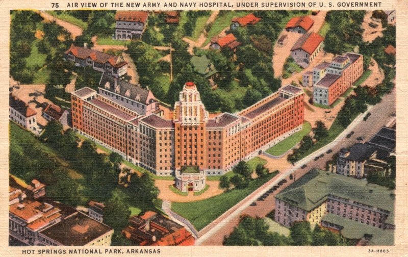 Vintage Postcard 1938 New Army & Navy Hospital Hot Springs Nat'l Park Arkansas