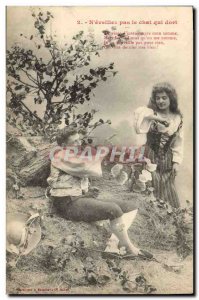 Old Postcard Fantaisie N & # 39eveillez not dogs lie