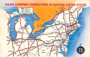 Major Turnpike connections in Eastern United States USA 1960 light postal mar...