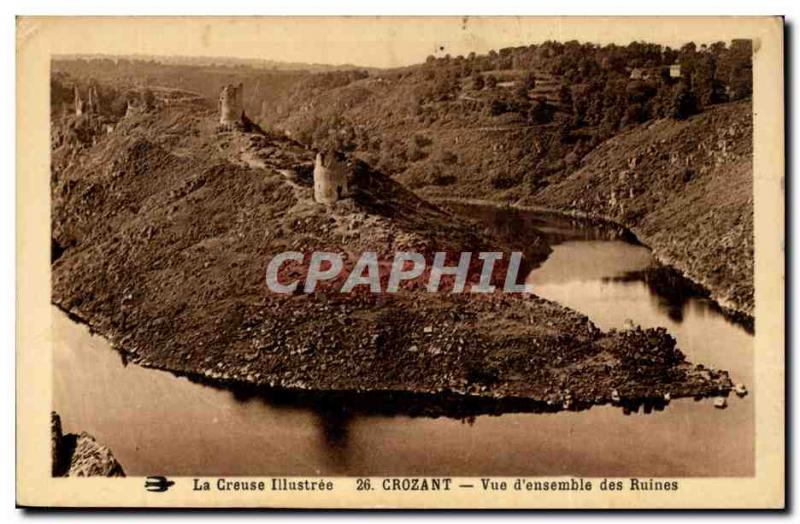 Creuse Crozant Postcard View of Old & # 39ensemble ruins