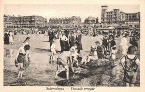 Vintage Postcard 1920's Scheveningen Vacantie Vreugde Beach Bathing