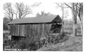 J50/ Bradford New Hampshire RPPC Postcard c1950s Covered Bridge 243