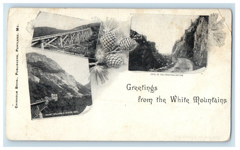 c1900s Greetings from the White Mountains Unposted Antique WMMC Postcard 
