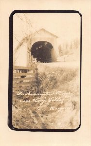 J85/ King's Valley Oregon RPPC Postcard c1940s Covered Bridge 103