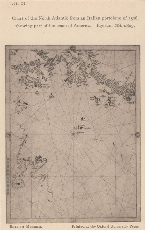 North Atlantic America Medieval Map Chart 1508 Antique Postcard