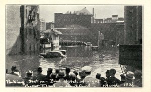 CT - Hartford. March 1936 Flood. Parking Station, Bond Hotel