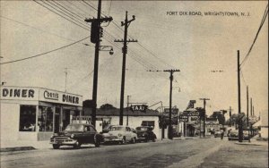 Wrightstown NJ Fort Dix Road CORTI'S DINER c1940s Postcard