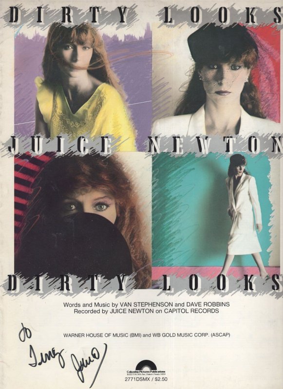 Juice Newton Dirty Looks Hand Signed XL USA Sheet Music