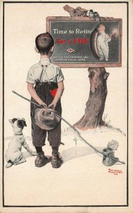 Chicopee Falls MA Time to Re-tire Get A Fisk Tire Norman Rockwell Postcard
