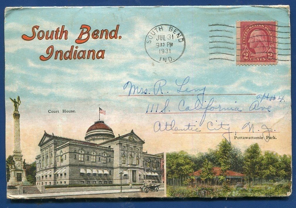 South Bend Indiana in 1930s postcard folder United States Indiana