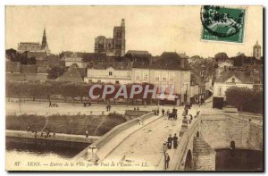 Old Postcard Sens Entree City By the bridge of & # 39Yonne