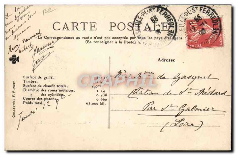 Postcard Old Train Locomotive 4 wheels mated