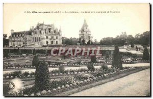 Postcard Old Chateau Chenonceau The tower marks and garden