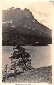 Glacier National Park Montana St Mary Lake Real Photo Antique Postcard K83040