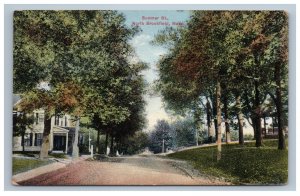 North Brookfield MA Summer Street Scene Postcard  House Mass Cancel Postmark 