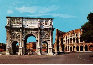 Italy Postcard 1979 / Rome / Constantines Arch / Colosseum / With Stamps