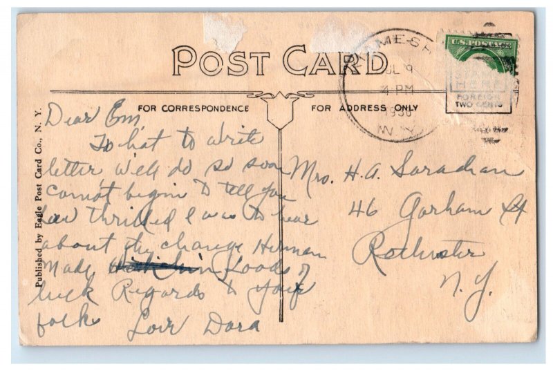 1936 A Glimpse of Kiamesha Lake New York NY Eagle Post Card Co. Vintage