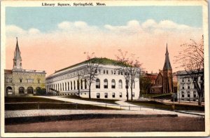 Vintage Springfield, Massachusetts Ma Postcard - Library Square