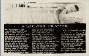 1943 A Sailor's Prayer US Navy WWII Great Lakes Illinois Photo Postcard