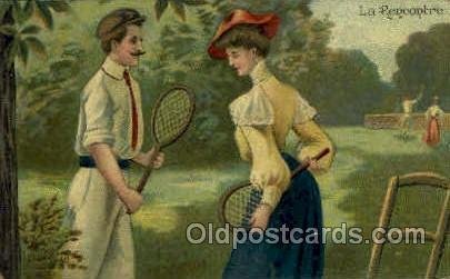 La Rencontre Tennis writing on back close to perfect corners, postal used 1907