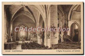 Old Postcard Parthenay St Lawrence Church Nave Lateral