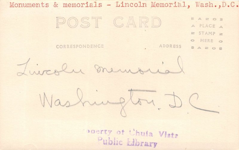 H78/ Washington D.C. RPPC Postcard c1930s Lincoln Memorial Building 171
