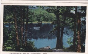 Greetings From Webster Wisconsin Canoe Scene 1938