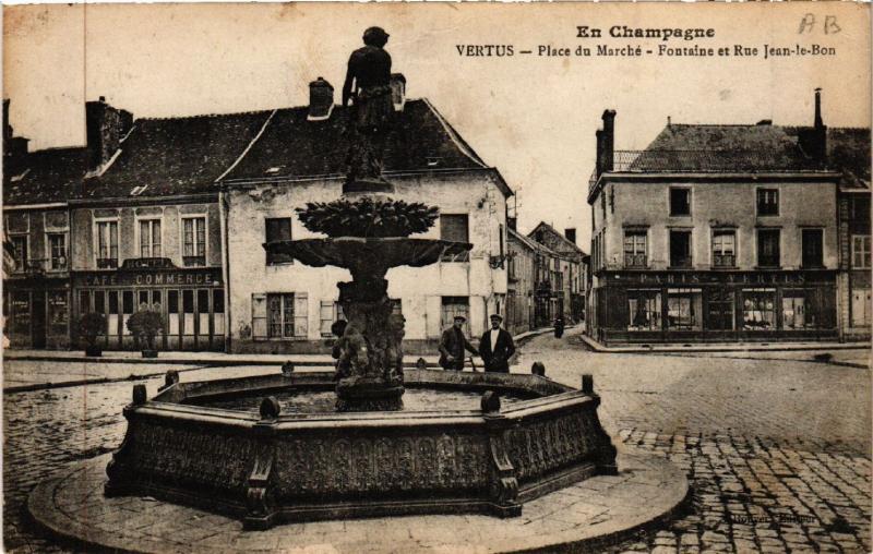 CPA VERTUS-Place du Marché Fontaine et Rue Jean-le-Bon (491542)