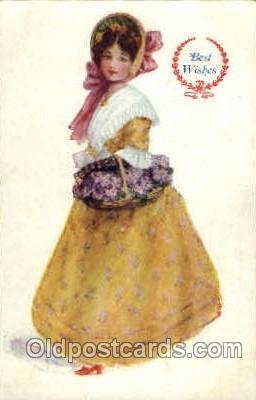 Woman 1909 light wear postal used 1909