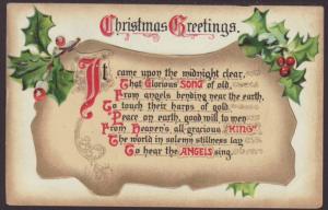 Christmas Greetings,Holly Postcard 