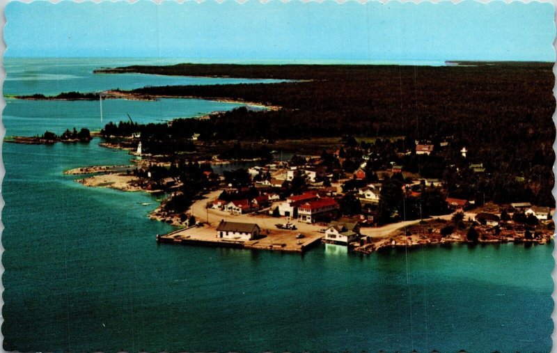 Aerial View South Bay Mouth Manitoulin Island Ontario Canada Postcard VTG UNP  