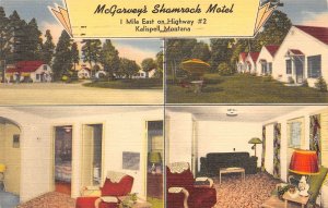Kalispell Montana McGarvey's Shamrock Motel, Multi-View Linen Vintage PC U8169