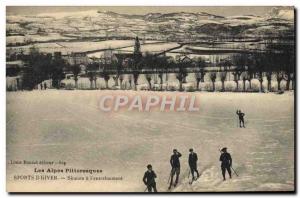 Postcard Old Sport d & # 39hiver Ski Alps Skiers in the & # 39entrainement