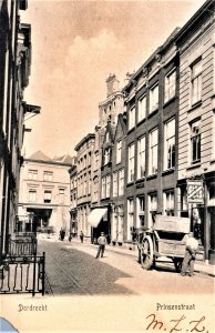 VINTAGE POSTCARD STREET VIEW PRINCES STREET DORDRECHT HOLLAND 1906 CORNER CUT