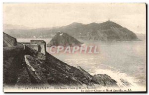Postcard Old San Sebastian Isla Santa Clara and Monte Igueldo