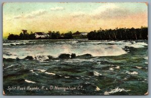 Postcard St. Lawrence River Ontario c1910 Split Rock Rapids R & O Navigation Co.