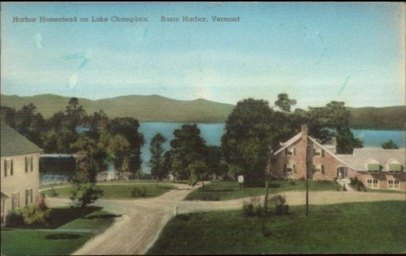 Basin Harbor VT Harbor Homestead Hand Colored Postcard 